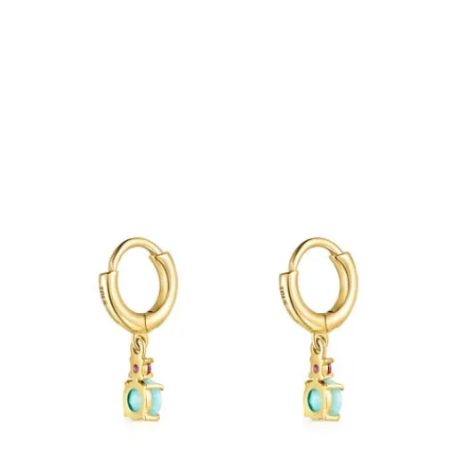 Pendientes cortos de con amazonita y rubí Mini Ivette^TOUS