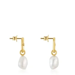 Pendientes cortos de oro y perlas cultivadas Hold Oval^TOUS Best