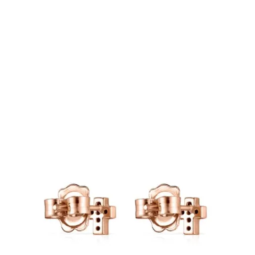Pendientes cruz con baño de oro rosa 18 kt sobre plata y espinelas Motif^TOUS New