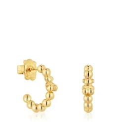 Pendientes de aro con baño de oro de 18 kt sobre plata y motivo oso Gloss^TOUS Clearance