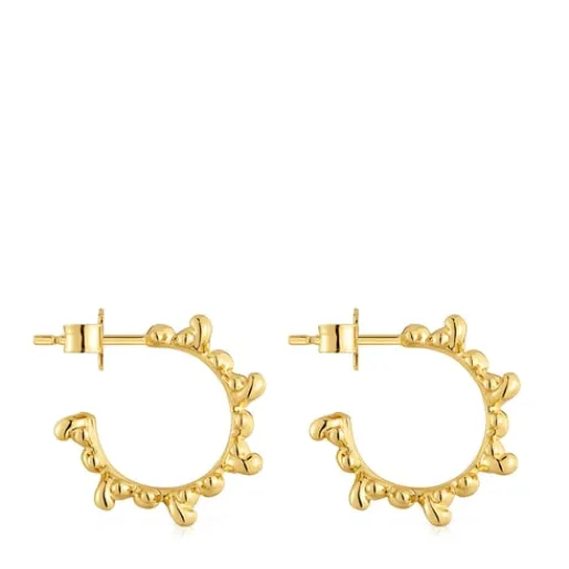 Pendientes de aro con baño de oro 18 kt sobre plata 12 mm Bold Bear^TOUS Hot