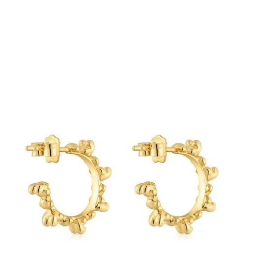 Pendientes de aro con baño de oro 18 kt sobre plata 12 mm Bold Bear^TOUS Hot