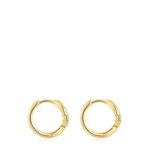 Pendientes de aro con baño de oro 18 kt sobre plata y motivo MANIFESTO^TOUS Best