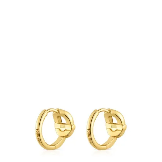 Pendientes de aro con baño de oro 18 kt sobre plata y motivo MANIFESTO^TOUS Best