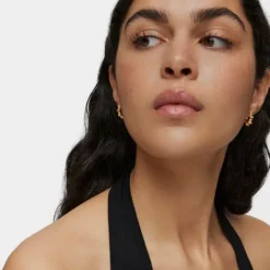 Pendientes de aro con baño de oro 18 kt sobre plata 12 mm Bold Bear^TOUS Sale