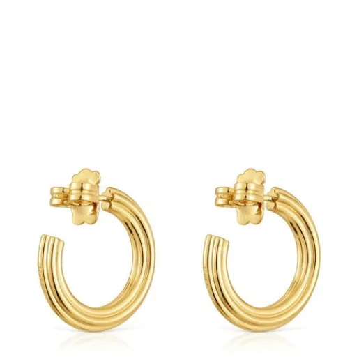 Pendientes de aro con baño de oro 18 kt sobre plata y motivo flor 1950^TOUS Outlet