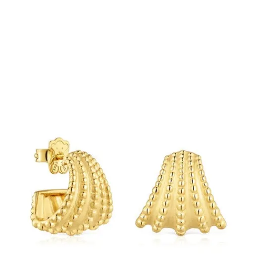 Pendientes de aro cortos con baño de oro de 18 kt sobre plata Grain^TOUS Online