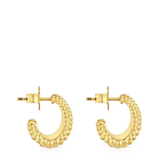 Pendientes de aro cortos con baño de oro de 18 kt sobre plata Grain^TOUS Online