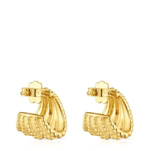 Pendientes de aro cortos con baño de oro de 18 kt sobre plata Grain^TOUS Online