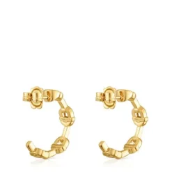Pendientes de aro logo con baño de oro 18 kt sobre plata 17,4 mm MANIFESTO^TOUS Discount