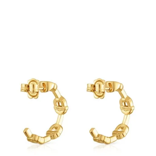 Pendientes de aro logo con baño de oro 18 kt sobre plata 17,4 mm MANIFESTO^TOUS Discount