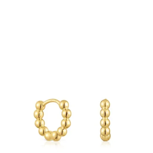 Pendientes de aro pequeños con detalles con baño de oro de 18 kt sobre plata 10 mm Gloss^TOUS Sale