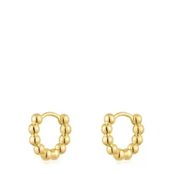 Pendientes de aro pequeños con detalles con baño de oro de 18 kt sobre plata 10 mm Gloss^TOUS Sale