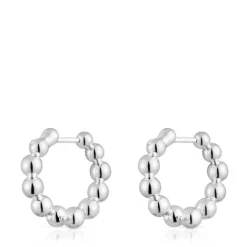 Pendientes de aro pequeños con detalles de plata 15 mm Gloss^TOUS Outlet