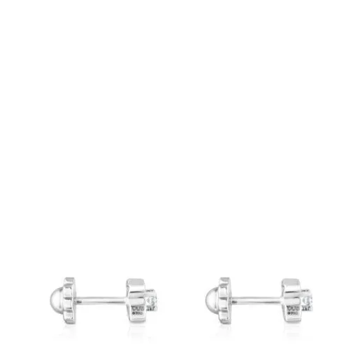 Pendientes de oro blanco con diamantes Silueta^TOUS Clearance