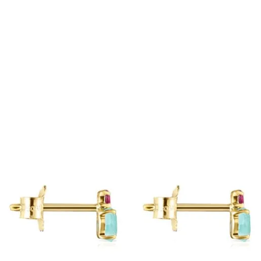 Pendientes de con amazonita y rubí Mini Ivette^TOUS Clearance