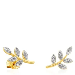 Pendientes de oro con diamantes motivo hoja Gem Power^TOUS Hot