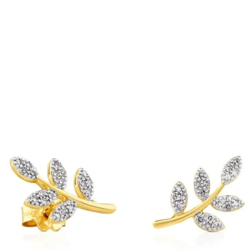 Pendientes de oro con diamantes motivo hoja Gem Power^TOUS Hot