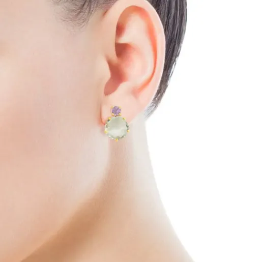 Pendientes de oro con prasiolita y amatista Ivette^TOUS Discount