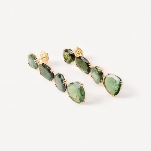 Pendientes de oro y turmalinas verdes ATELIER UNIQUE PIECES^TOUS New