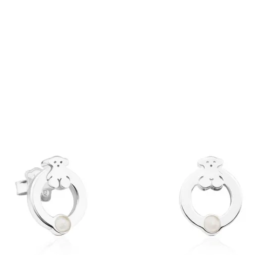 Pendientes de plata con perla motivo oso Super Power^TOUS Hot