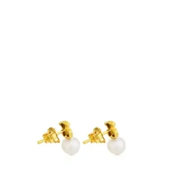 Pendientes en oro amarillo de 18kt y perlas cultivadas Puppies^TOUS Online