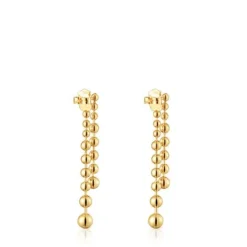 Pendientes largos dobles con baño de oro de 18 kt sobre plata Gloss^TOUS Online