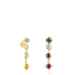 Pendientes largos Magic Nature con baño de oro 18 kt sobre plata y gemas^TOUS Clearance