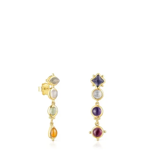 Pendientes largos Magic Nature con baño de oro 18 kt sobre plata y gemas^TOUS Clearance