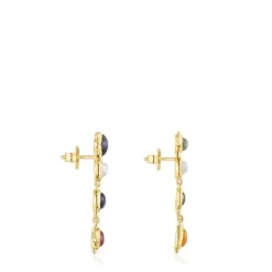 Pendientes largos Magic Nature con baño de oro 18 kt sobre plata y gemas^TOUS Clearance