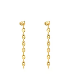 Pendientes logo largos con baño de oro 18 kt sobre plata 30 mm MANIFESTO^TOUS Best