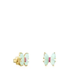 Pendientes mariposa de oro con amazonita y rubí Vita^TOUS Best