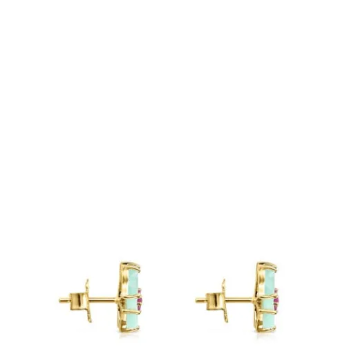 Pendientes mariposa de oro con amazonita y rubí Vita^TOUS Best