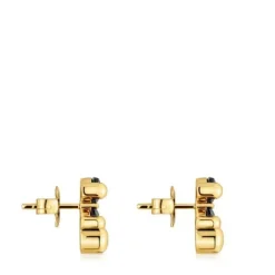 Pendientes motivo oso con baño de oro 18 kt sobre plata y ónix 14 mm Color Bear^TOUS Online