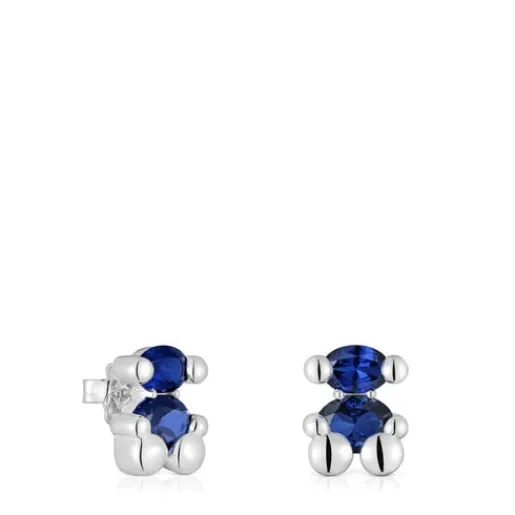 Pendientes motivo oso de y zafiro azul creado en laboratorio 13 mm Color Bear LGG^TOUS Sale