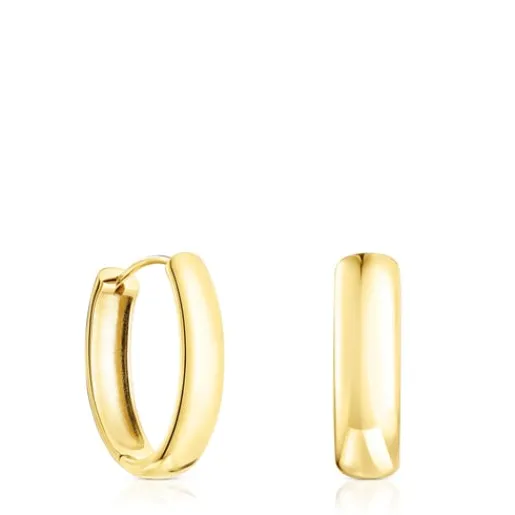 Pendientes oval con baño de oro 18 kt sobre plata Basics^TOUS