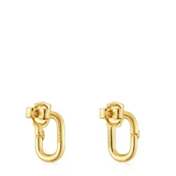 Pendientes pequeños con baño de oro 18 kt sobre plata Hold Oval^TOUS