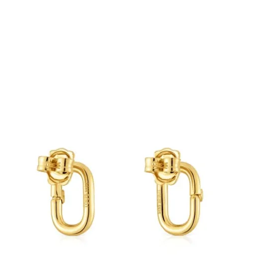 Pendientes pequeños con baño de oro 18 kt sobre plata Hold Oval^TOUS