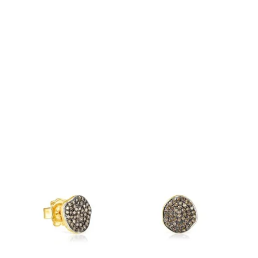 Pendientes pequeños con baño de oro 18 kt sobre plata y diamantes Nenufar^TOUS Clearance