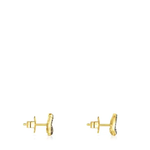 Pendientes pequeños con baño de oro 18 kt sobre plata y diamantes Nenufar^TOUS Clearance