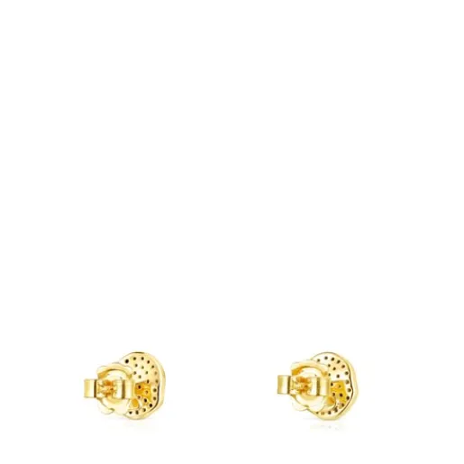 Pendientes pequeños con baño de oro 18 kt sobre plata y diamantes Nenufar^TOUS Clearance