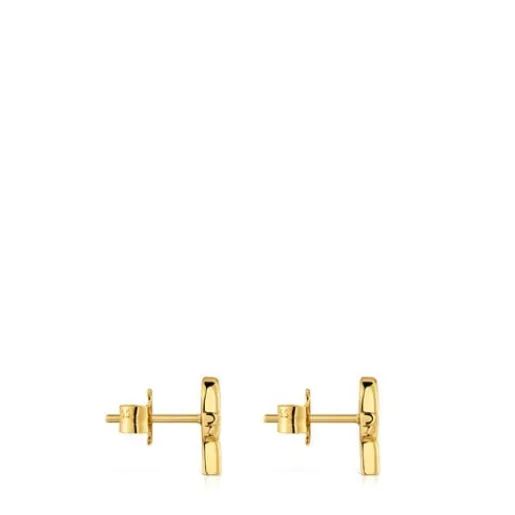 Pendientes pequeños con baño de oro 18 kt sobre plata MANIFESTO^TOUS