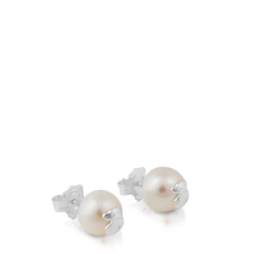 Pendientes pequeños de y perlas Bear^TOUS