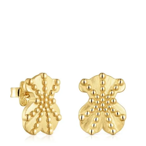 Pendientes pequeños oso con baño de oro de 18 kt sobre plata Grain^TOUS Clearance
