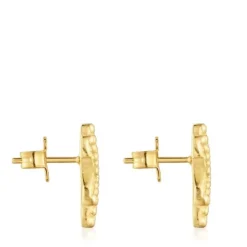Pendientes pequeños oso con baño de oro de 18 kt sobre plata Grain^TOUS Clearance