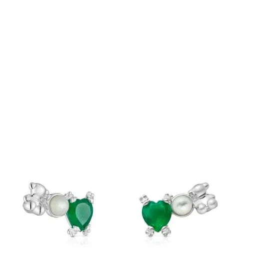 Pendientes trepadores con oso de , nácar y calcedonia Color Pills^TOUS Sale