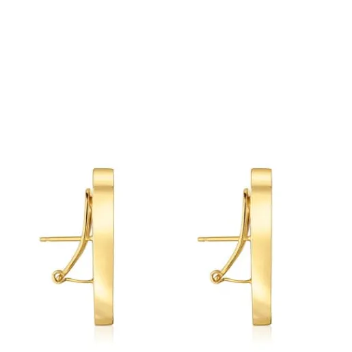 Pendientes tulipa con baño de oro 18 kt sobre plata 29 mm Sweet Dolls^TOUS Outlet