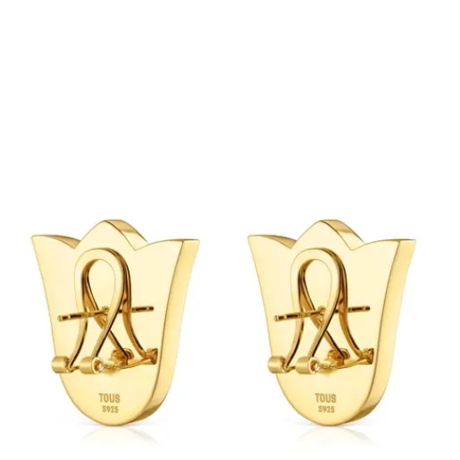 Pendientes tulipa con baño de oro 18 kt sobre plata 29 mm Sweet Dolls^TOUS Outlet