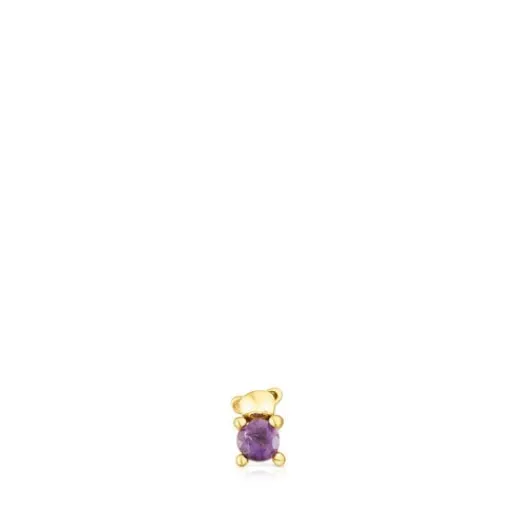 Piercing de acero IP dorado oso y amatista New Motif^TOUS Discount