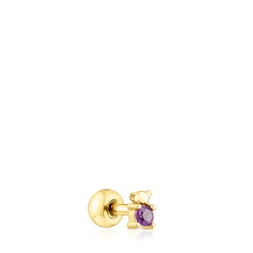 Piercing de acero IP dorado oso y amatista New Motif^TOUS Discount